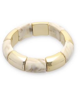 Resin armband Gold-off white-beige