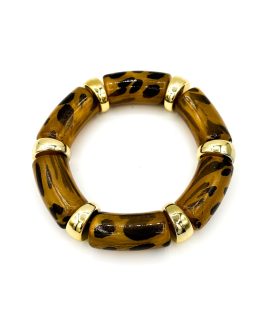 Resin armband met luipaardprint-gold-light amber