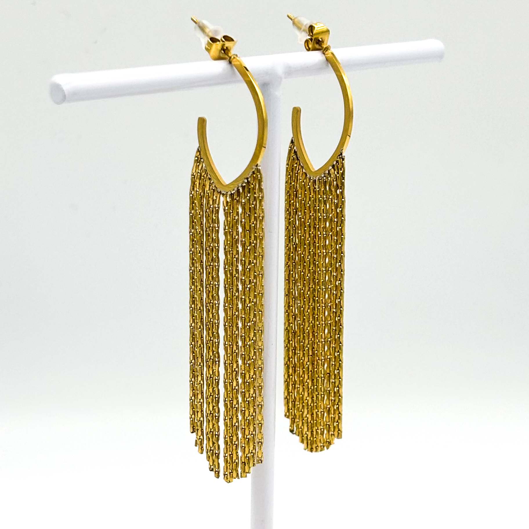 oorbel halve creool met slierten