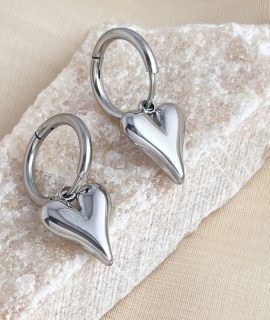 oorbel creool met hart – zilver